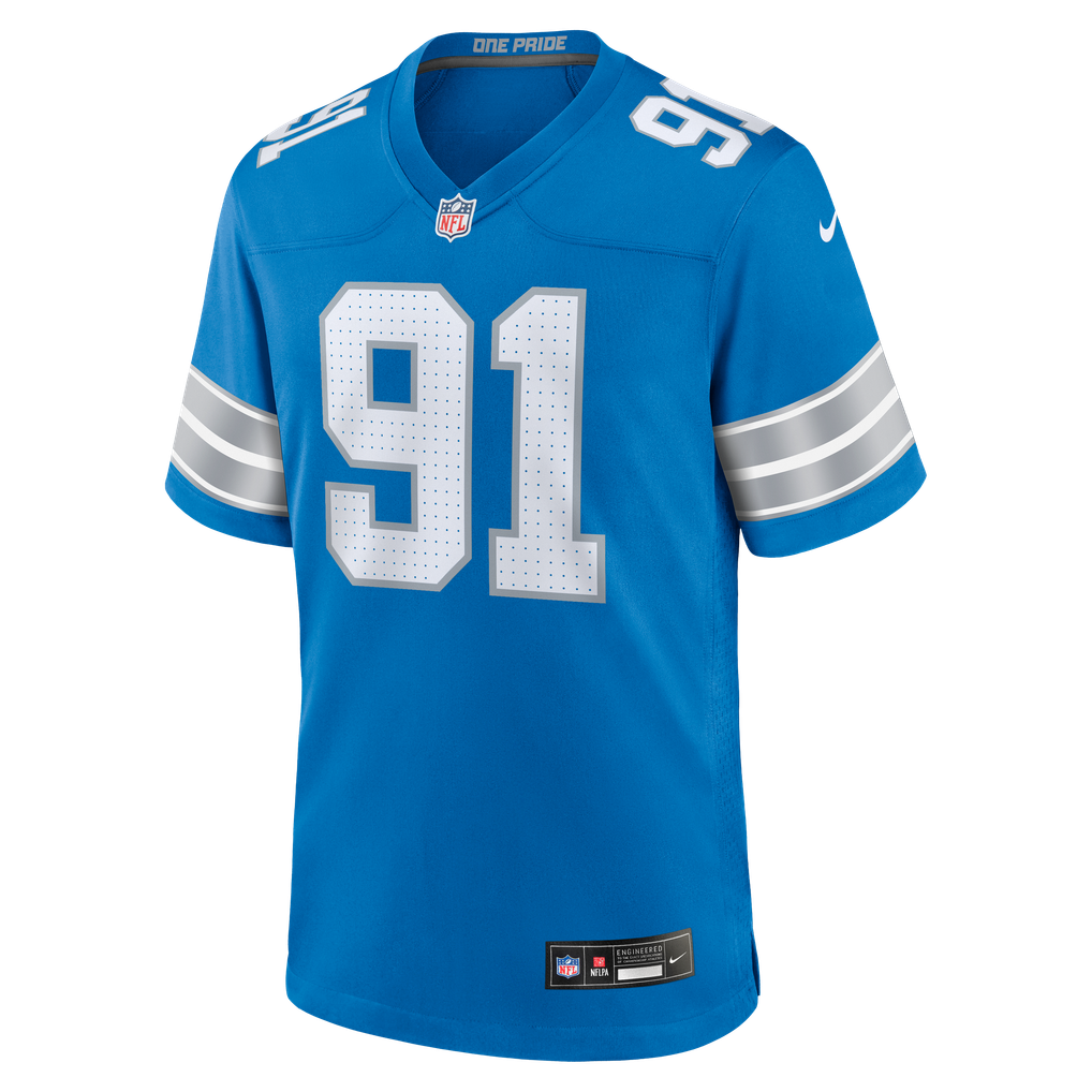 Men's Detroit Lions Tyleik Williams Nike  Blue Team Game Jersey - Image 3
