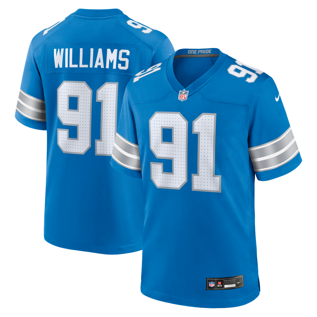 Men's Detroit Lions Tyleik Williams Nike  Blue Team Game Jersey - Image 1