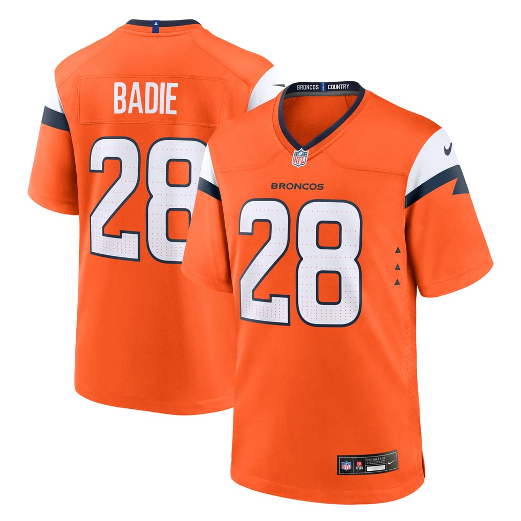 Men's Denver Broncos Tyler Badie Nike  Orange Team Game Jersey - Image 1