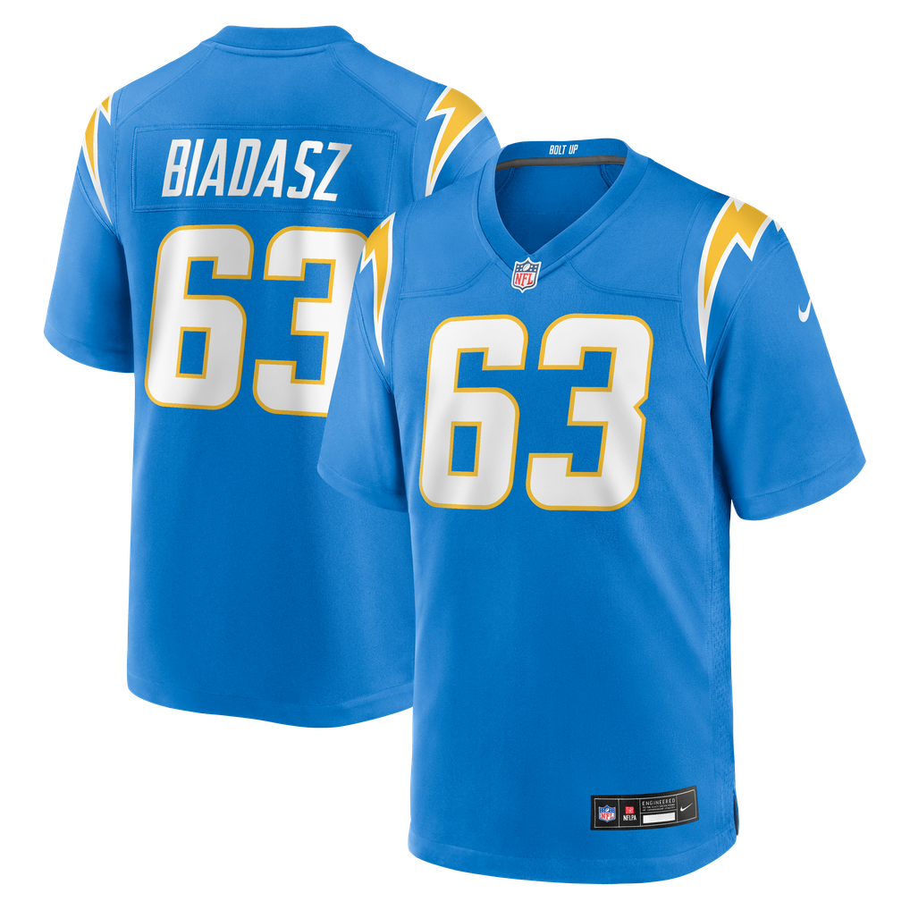 Men's Los Angeles Chargers Tyler Biadasz Nike  Powder Blue Team Game Jersey - Image 2