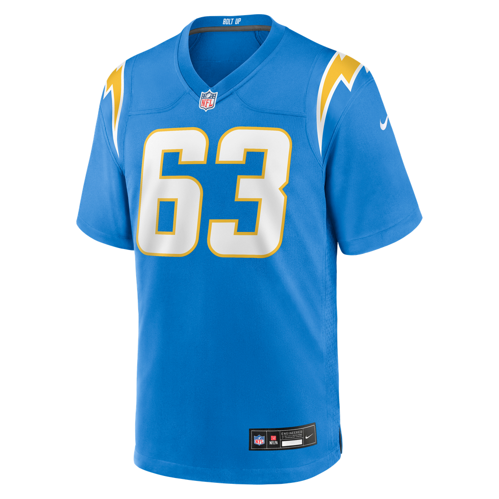 Men's Los Angeles Chargers Tyler Biadasz Nike  Powder Blue Team Game Jersey - Image 3