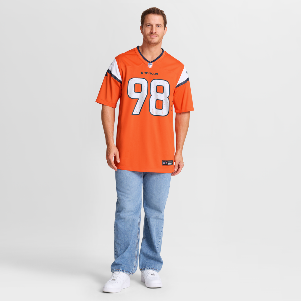 Men's Denver Broncos Tyler Onyedim Nike Orange Game Jersey - Image 3