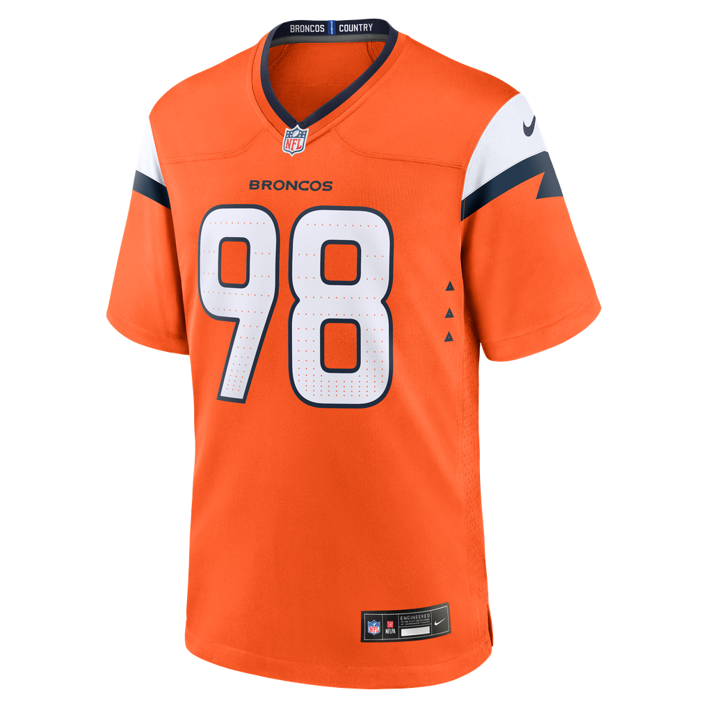 Men's Denver Broncos Tyler Onyedim Nike Orange Game Jersey - Image 7