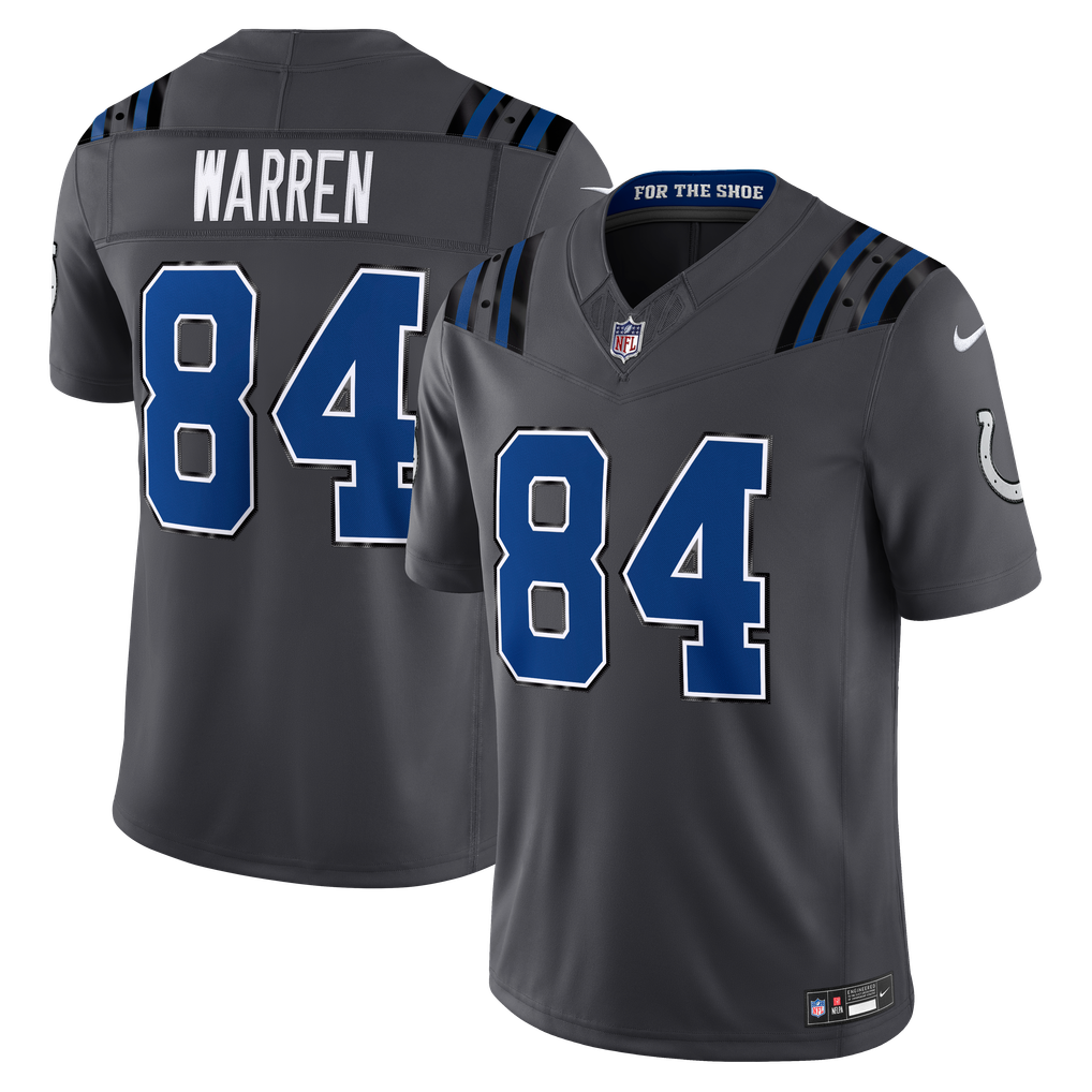 Men's Indianapolis Colts Tyler Warren Nike Anthracite 2026 Rivalries Collection Stitched Limited Jersey - Image 1