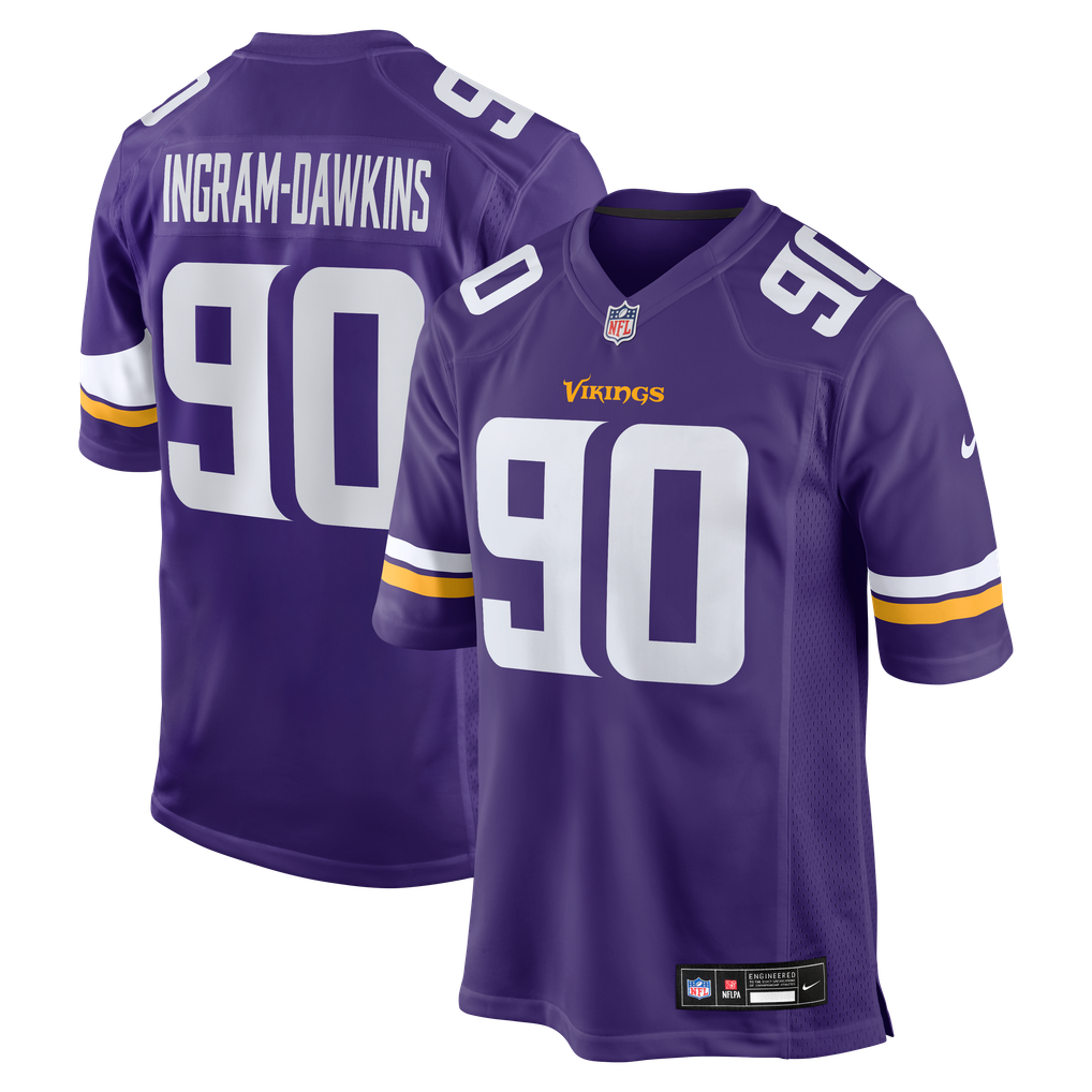 Men's Minnesota Vikings Tyrion Ingram-Dawkins Nike  Purple Team Game Jersey - Image 1