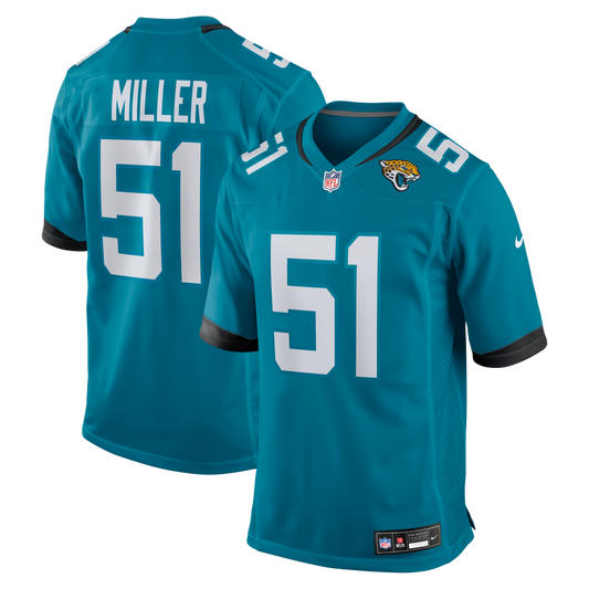 Men's Jacksonville Jaguars Ventrell Miller Nike  Teal  Game Jersey - Image 1