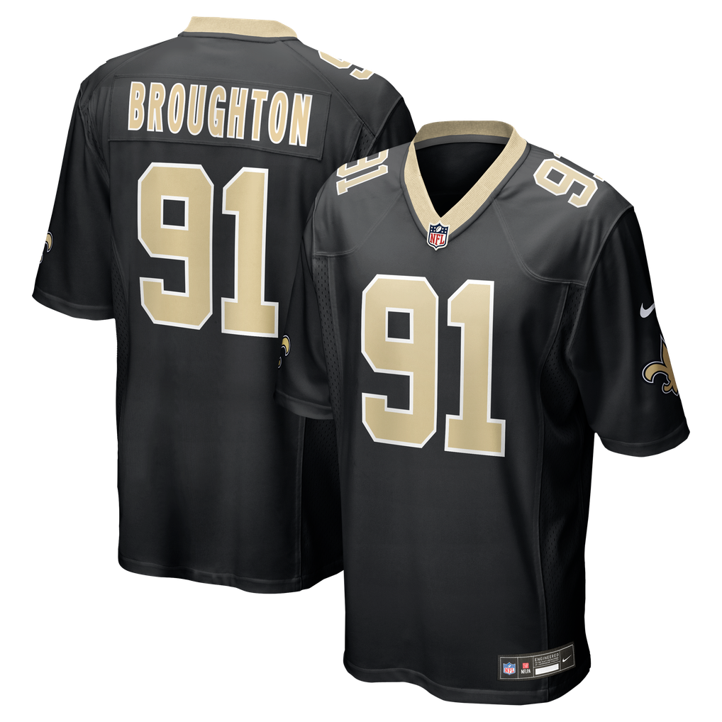 Men's New Orleans Saints Vernon Broughton Nike  Black Team Game Jersey - Image 2