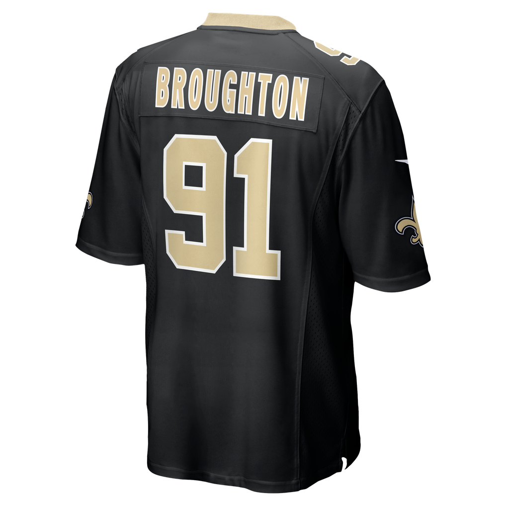 Men's New Orleans Saints Vernon Broughton Nike  Black Team Game Jersey - Image 4