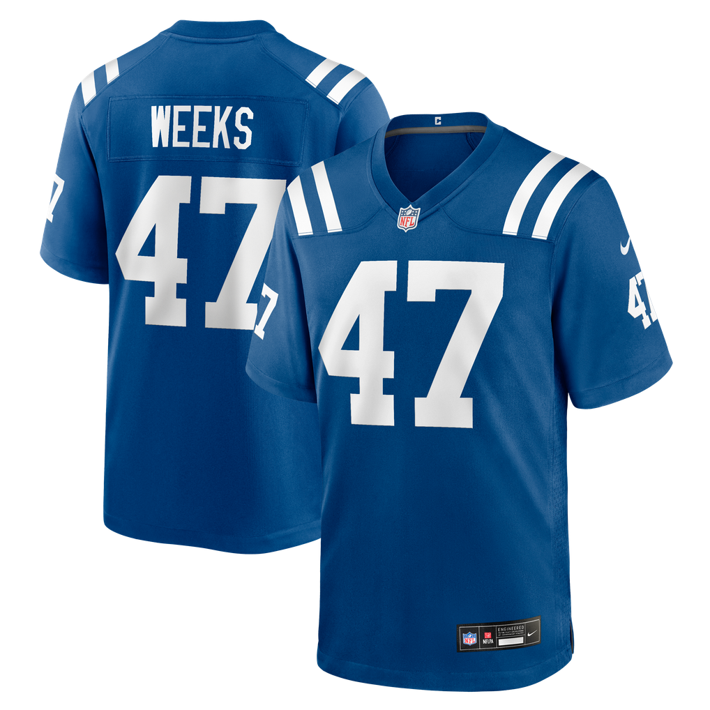 Men's Indianapolis Colts West Weeks Nike Royal Team Game Jersey - Image 2