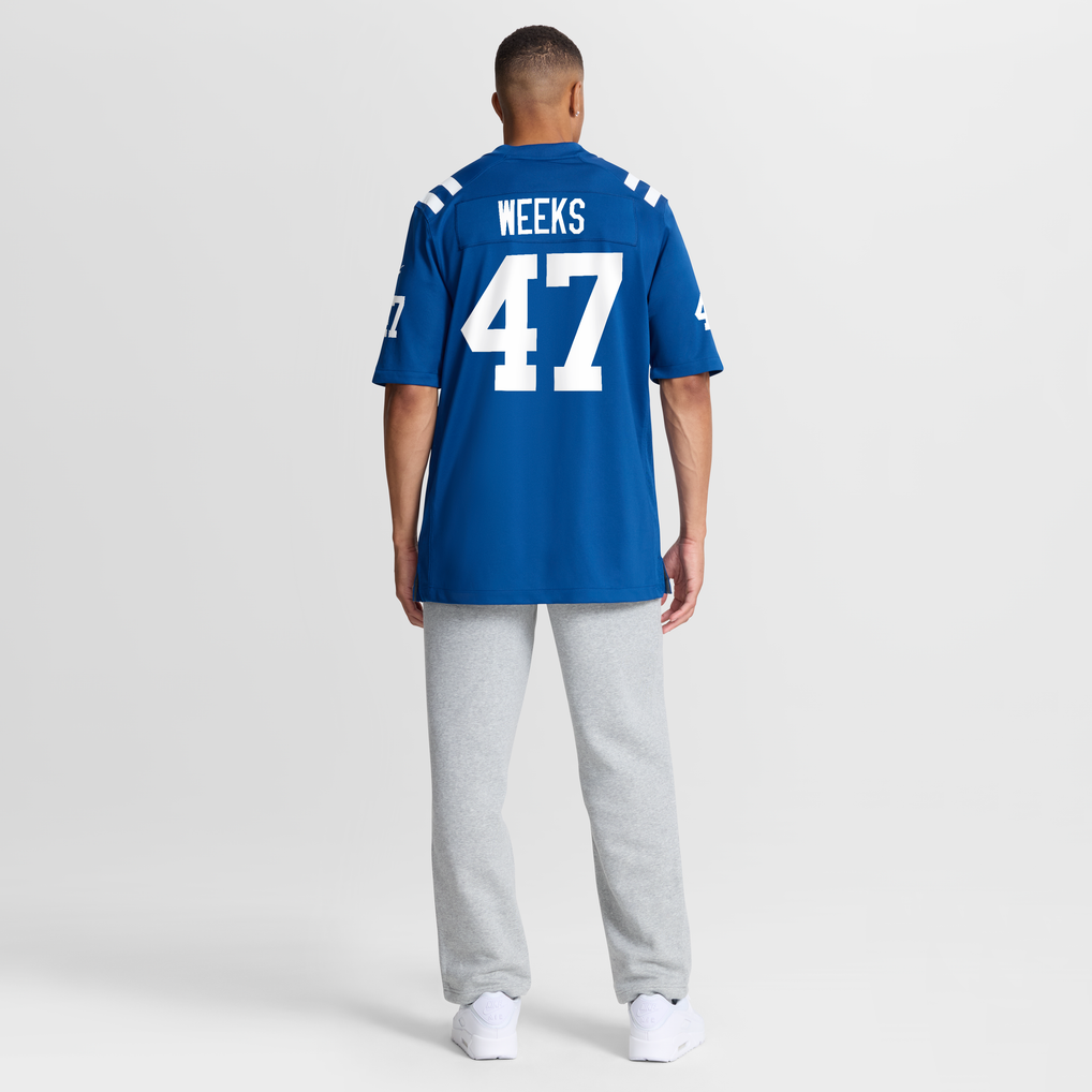 Men's Indianapolis Colts West Weeks Nike Royal Team Game Jersey - Image 4