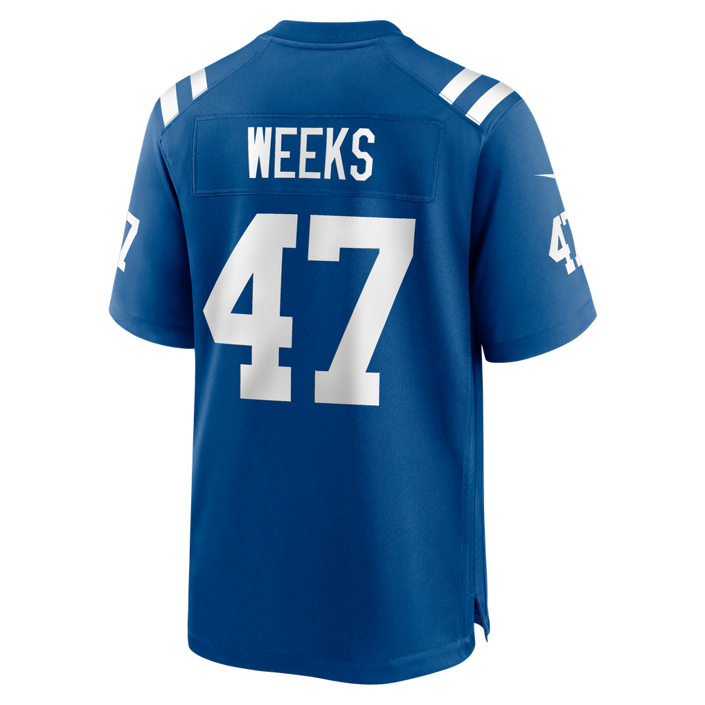 Men's Indianapolis Colts West Weeks Nike Royal Team Game Jersey - Image 6