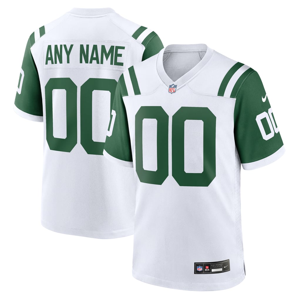Men's New York Jets  Nike White Classic Alternate Custom Replica Jersey - Image 1