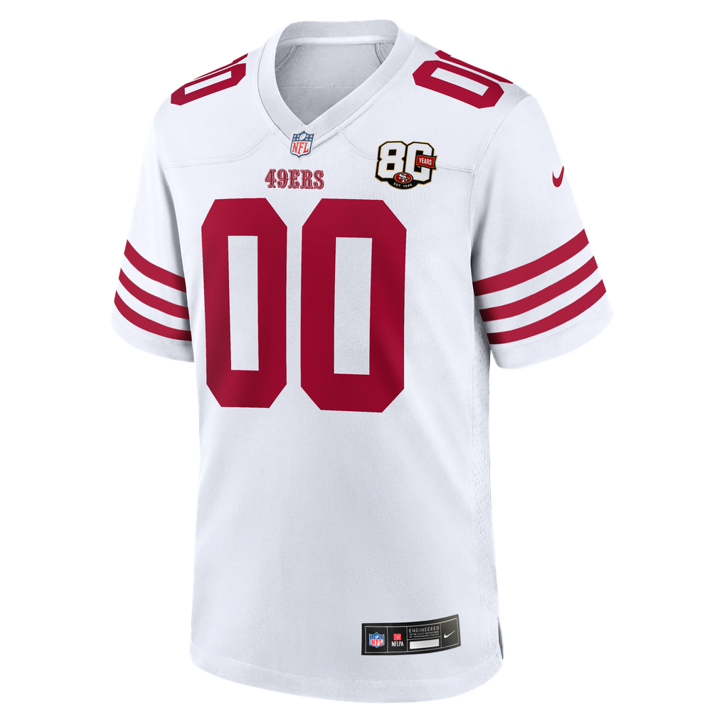 Men's San Francisco 49ers Nike White 80th Anniversary Custom Game Jersey - Image 3