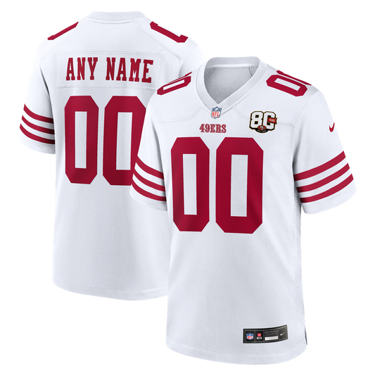 Men's San Francisco 49ers Nike White 80th Anniversary Custom Game Jersey - Image 1