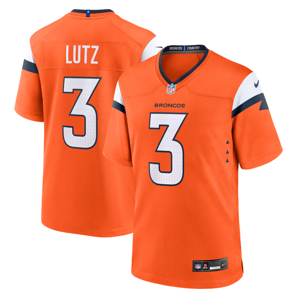 Men's Denver Broncos Wil Lutz Nike  Orange Team Game Jersey - Image 1