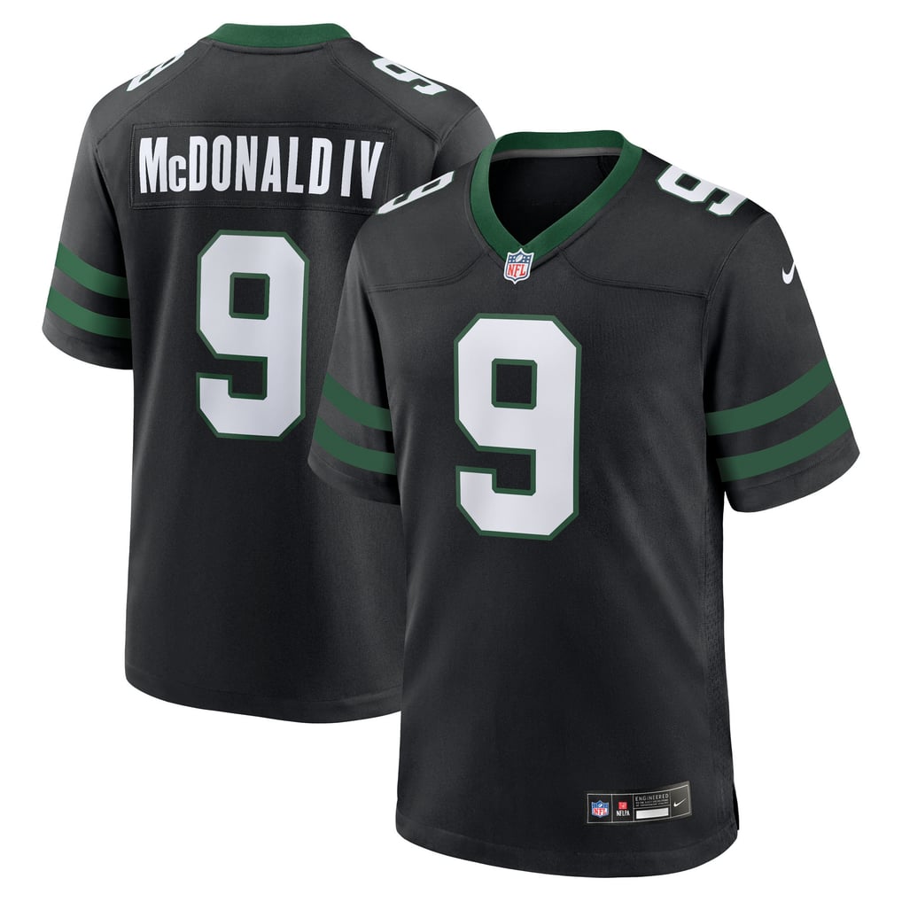 Men's New York Jets Will McDonald IV Nike Legacy Black Alternate Game Jersey - Image 2