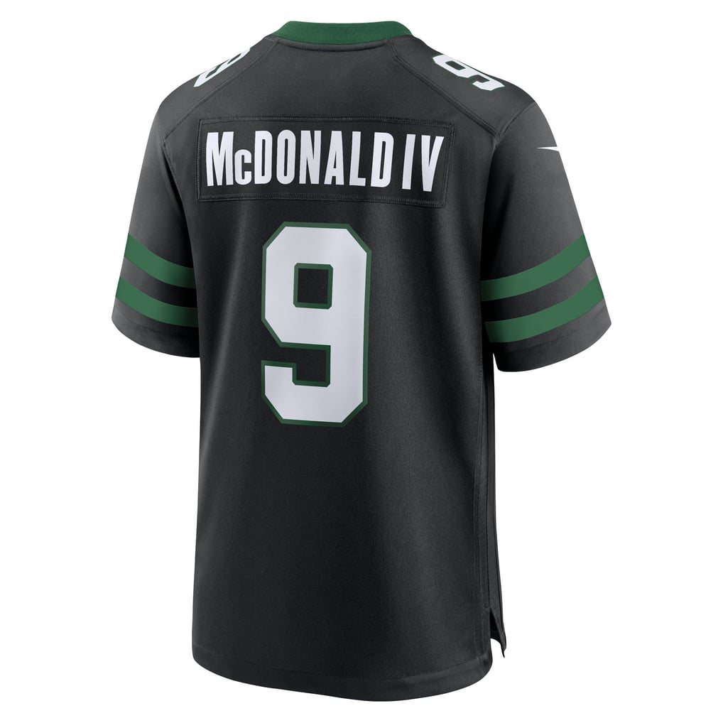 Men's New York Jets Will McDonald IV Nike Legacy Black Alternate Game Jersey - Image 4