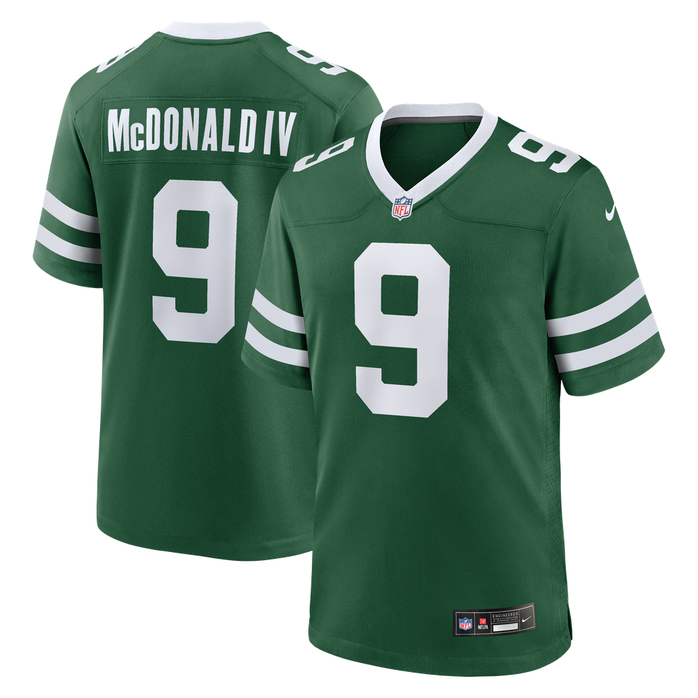 Men's New York Jets Will McDonald IV Nike Legacy Green Team Game Jersey - Image 1