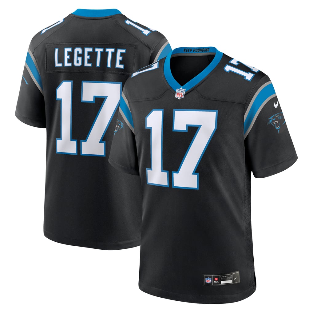 Men's Carolina Panthers Xavier Legette Nike Black Team Game Player Jersey - Image 1