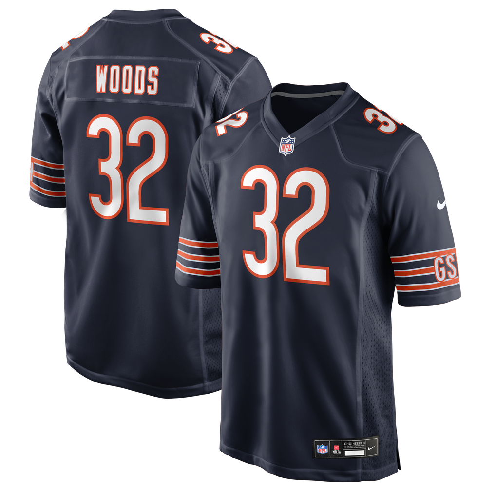 Men's Chicago Bears Xavier Woods Nike Navy Team Game Jersey - Image 2