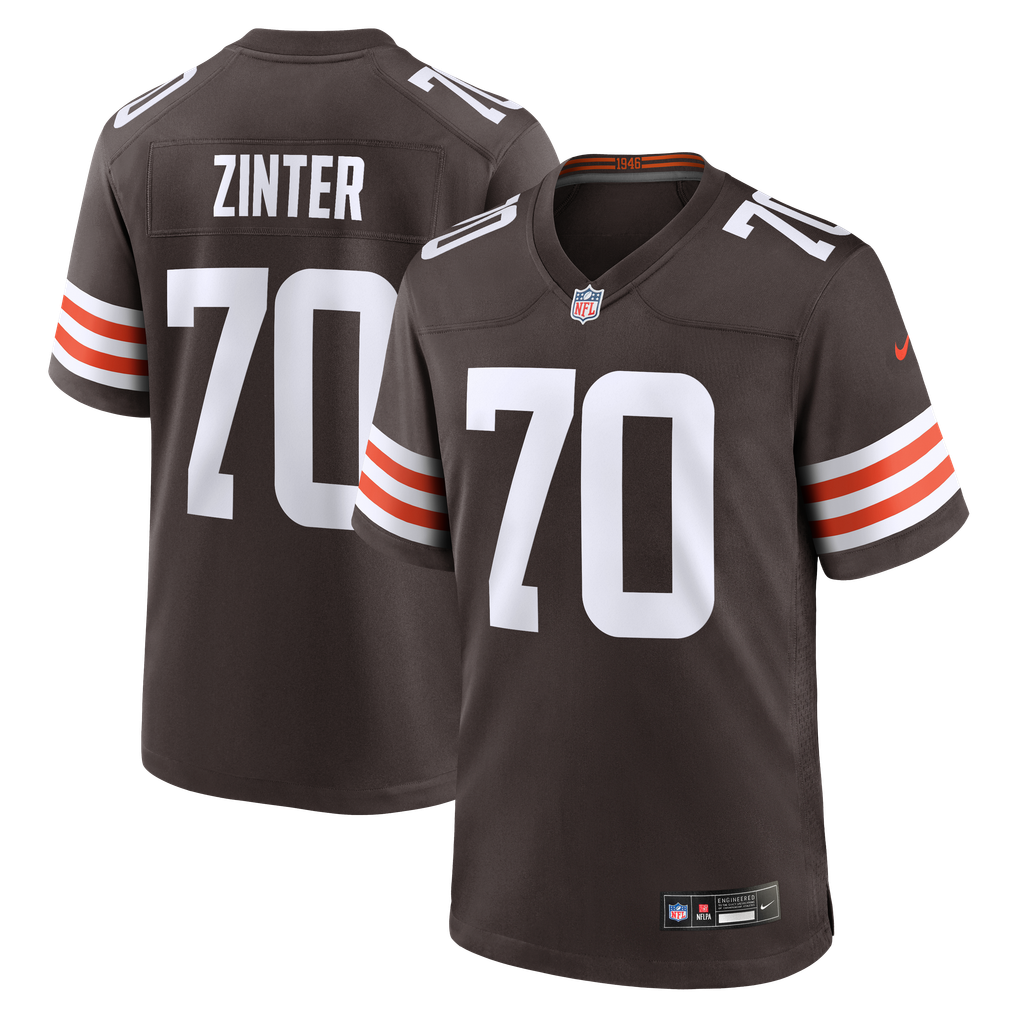 Men's Cleveland Browns Zak Zinter Nike Brown Team Game Jersey - Image 2