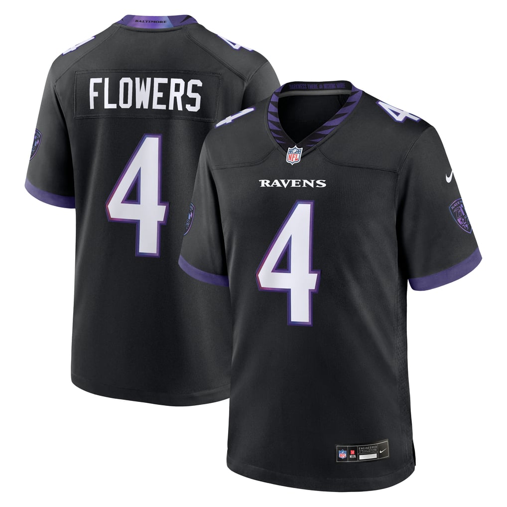 Men's Baltimore Ravens Zay Flowers Nike Black Alternate Game Jersey