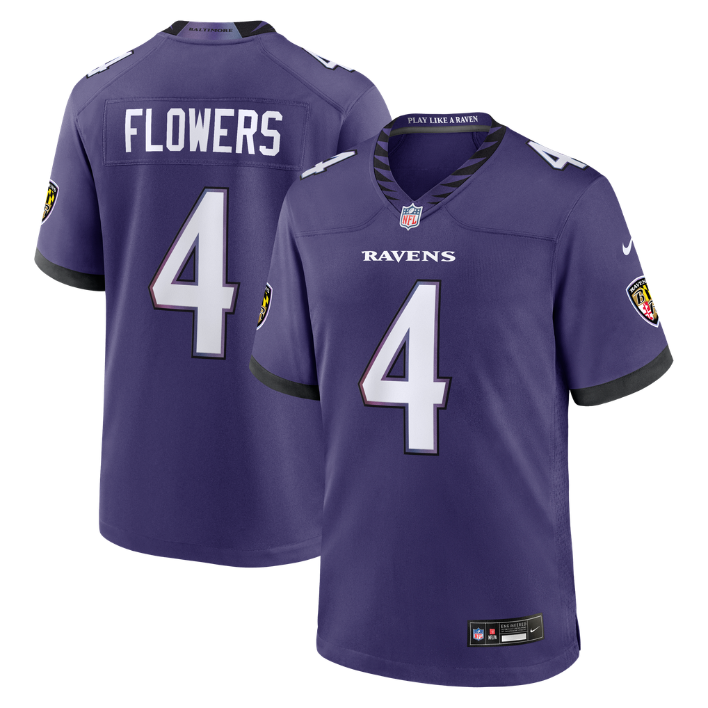 Men's Baltimore Ravens Zay Flowers Nike Purple Team Game Jersey