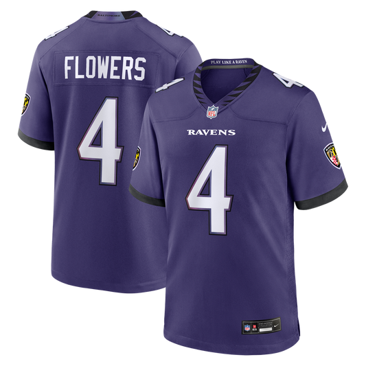 Men's Baltimore Ravens Zay Flowers Nike Purple Team Game Jersey