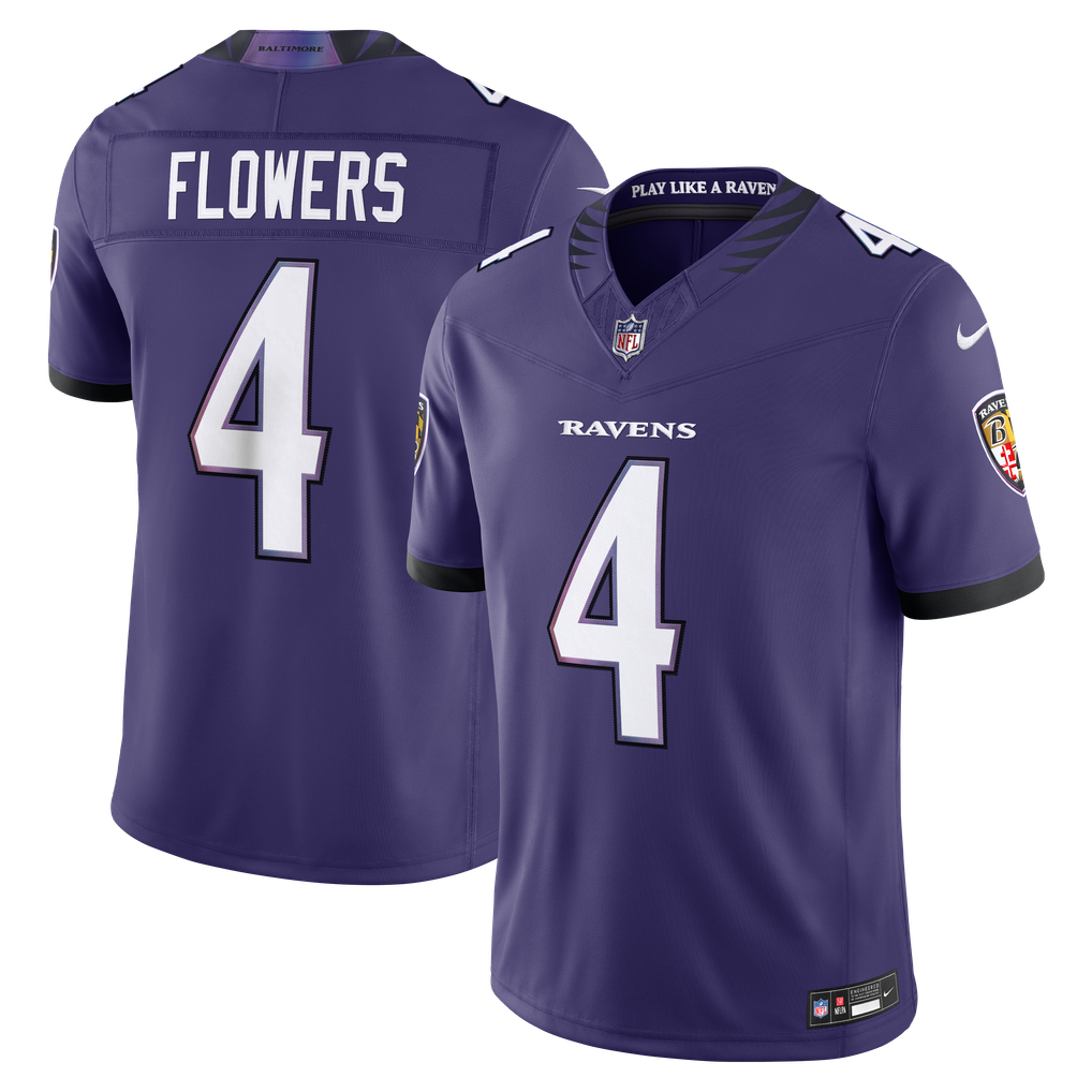 Men's Baltimore Ravens Zay Flowers Nike Purple Team Vapor F.U.S.E. Stitched Limited Jersey