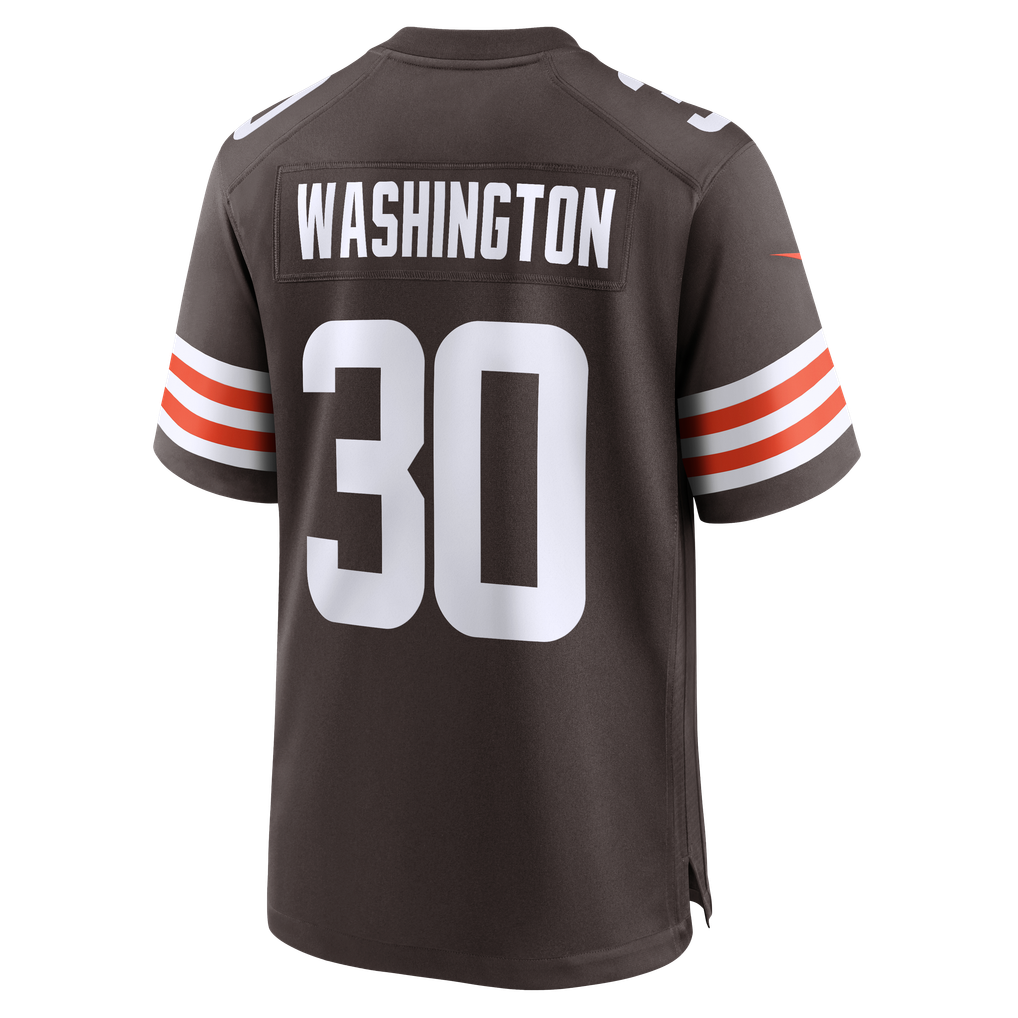 Men's Cleveland Browns Zion Washington Nike Brown Team Game Jersey - Image 6