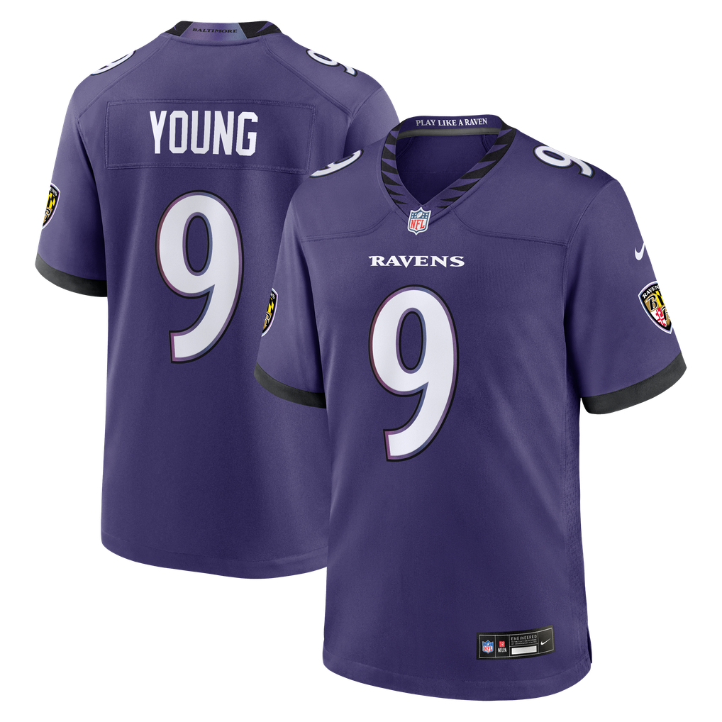 Men's Baltimore Ravens Zion Young Nike Purple Team Game Jersey