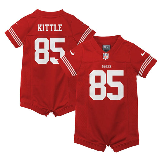Newborn San Francisco 49ers George Kittle Nike Scarlet Romper Game Jersey - Image 1