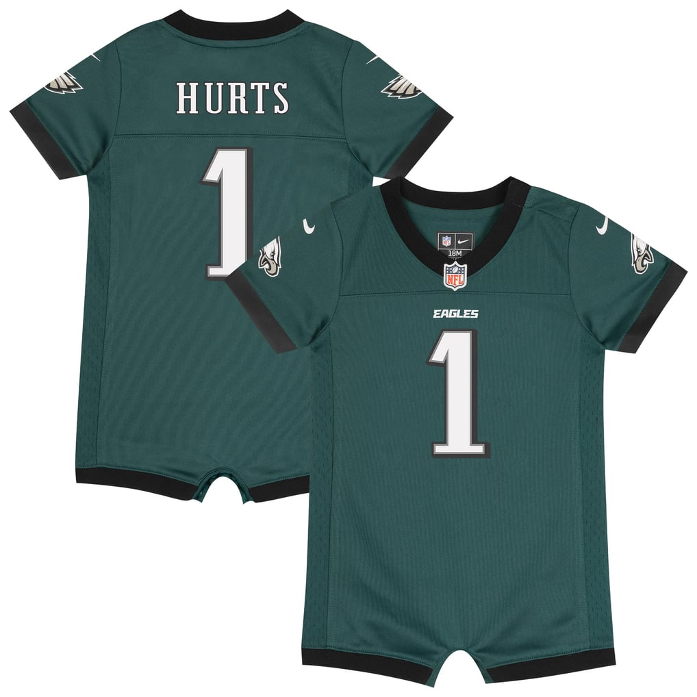 Newborn Philadelphia Eagles Jalen Hurts Nike Midnight Green Romper Game Jersey - Image 1
