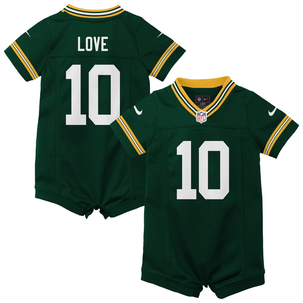 Newborn Green Bay Packers Jordan Love Nike Green Romper Game Jersey - Image 1