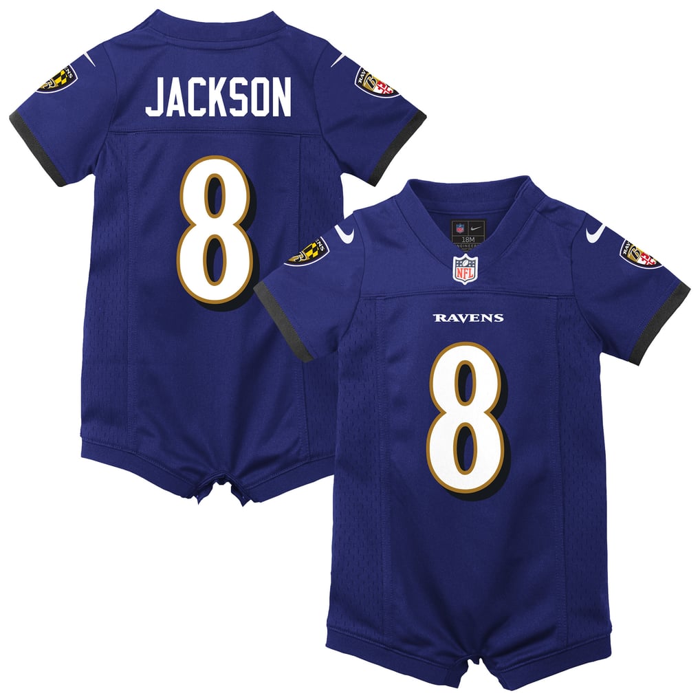 Newborn Baltimore Ravens Lamar Jackson Nike Purple Romper Game Jersey