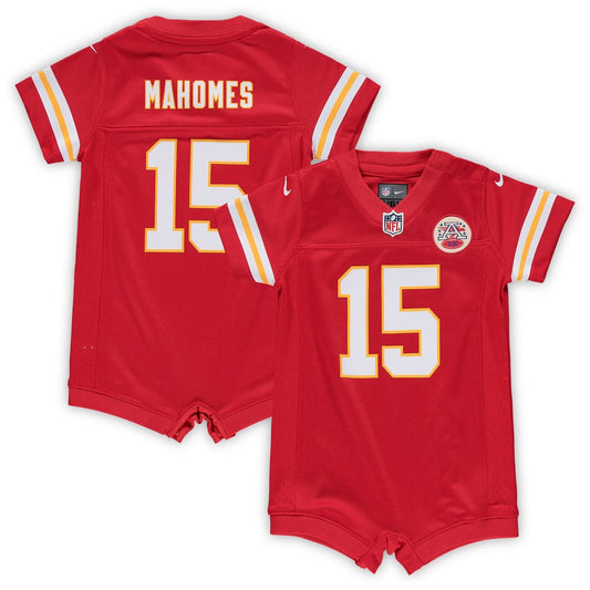 Newborn Kansas City Chiefs Patrick Mahomes Nike Red Romper Game Jersey - Image 1