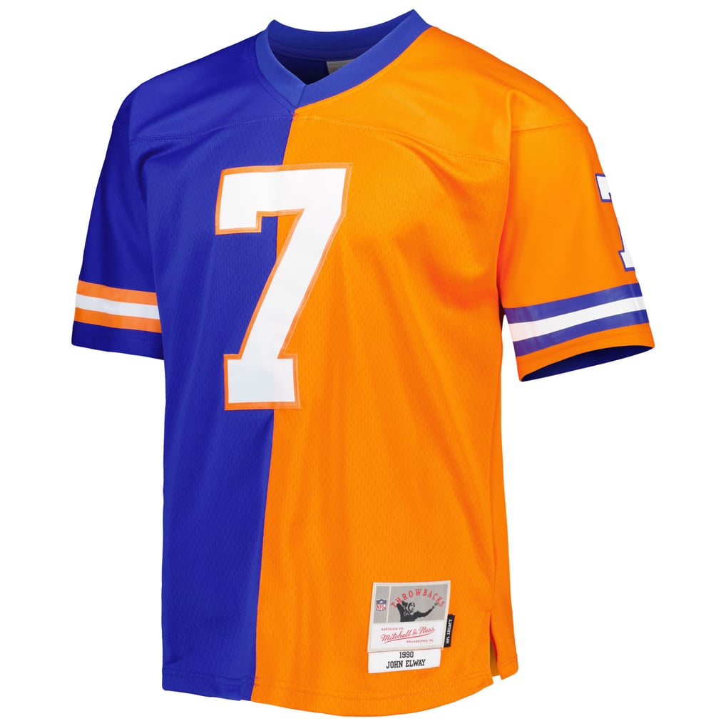 Men's Denver Broncos John Elway Mitchell & Ness Royal/Orange 1990 Split Legacy Replica Jersey - Image 3