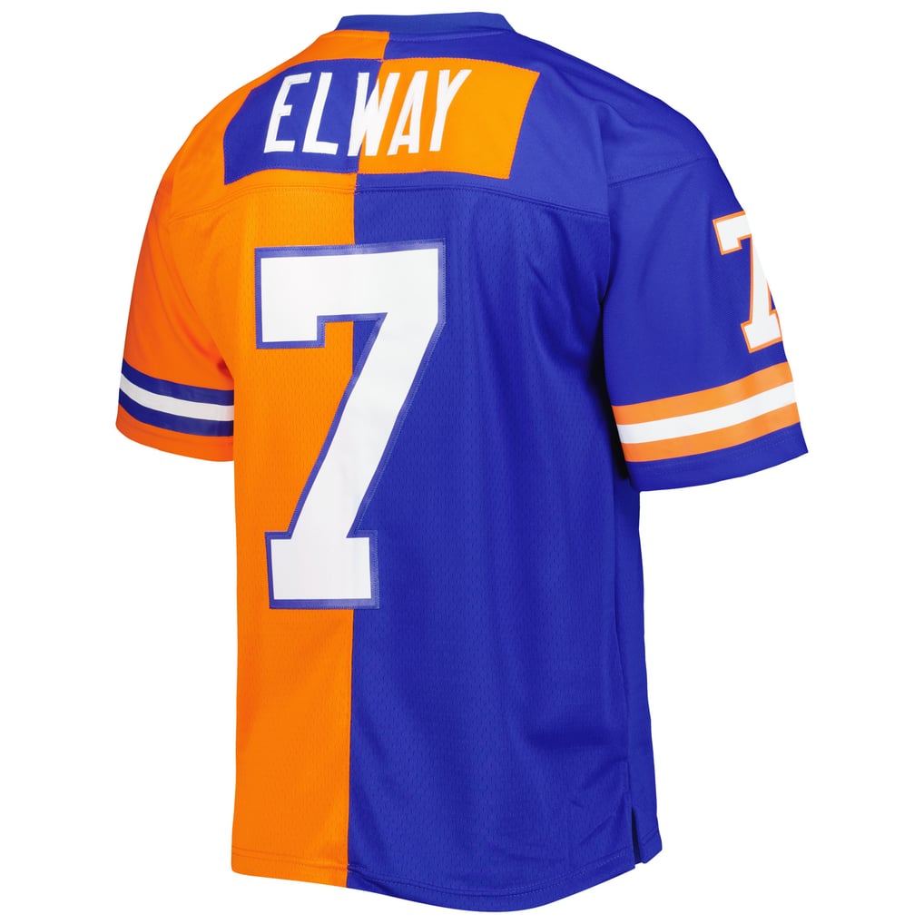 Men's Denver Broncos John Elway Mitchell & Ness Royal/Orange 1990 Split Legacy Replica Jersey - Image 4