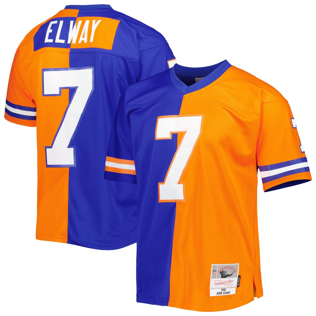 Men's Denver Broncos John Elway Mitchell & Ness Royal/Orange 1990 Split Legacy Replica Jersey - Image 1