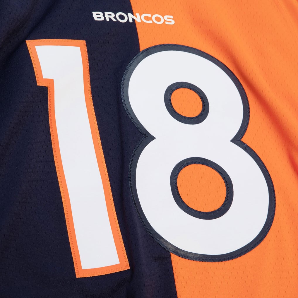 Men's Denver Broncos Peyton Manning Mitchell & Ness Navy/Orange 2015 Split Legacy Replica Jersey - Image 5