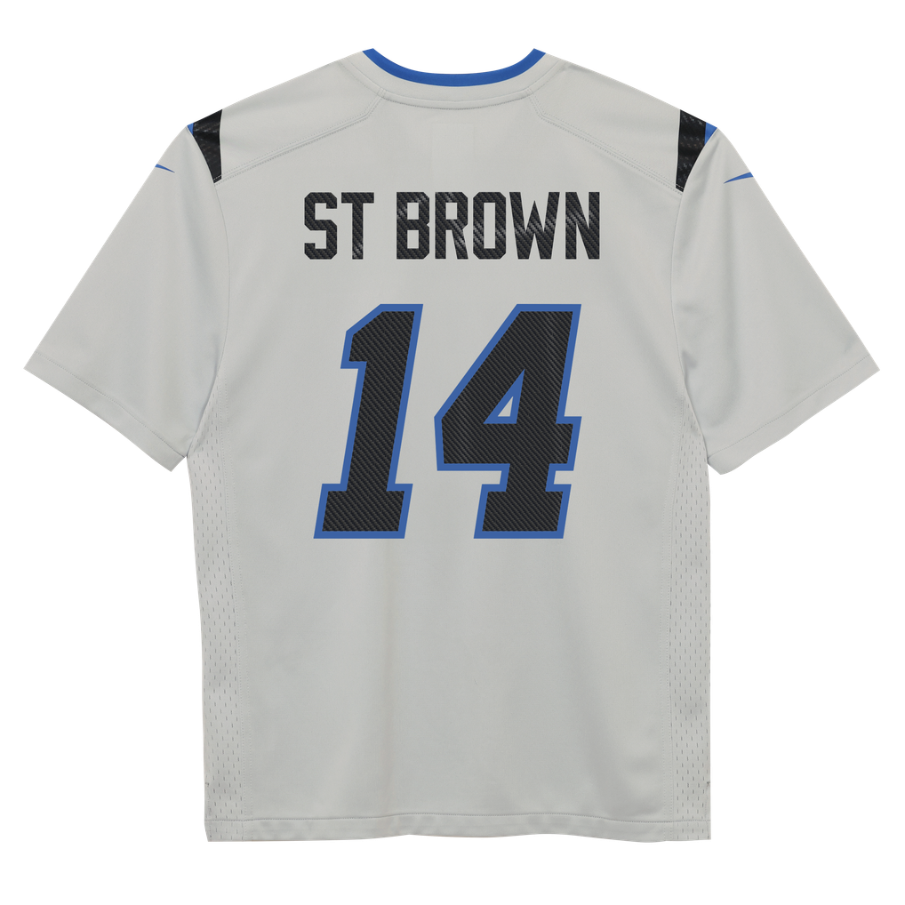 Preschool Detroit Lions Amon-Ra St. Brown Nike Silver 2026 Rivalries Collection Game Jersey - Image 4