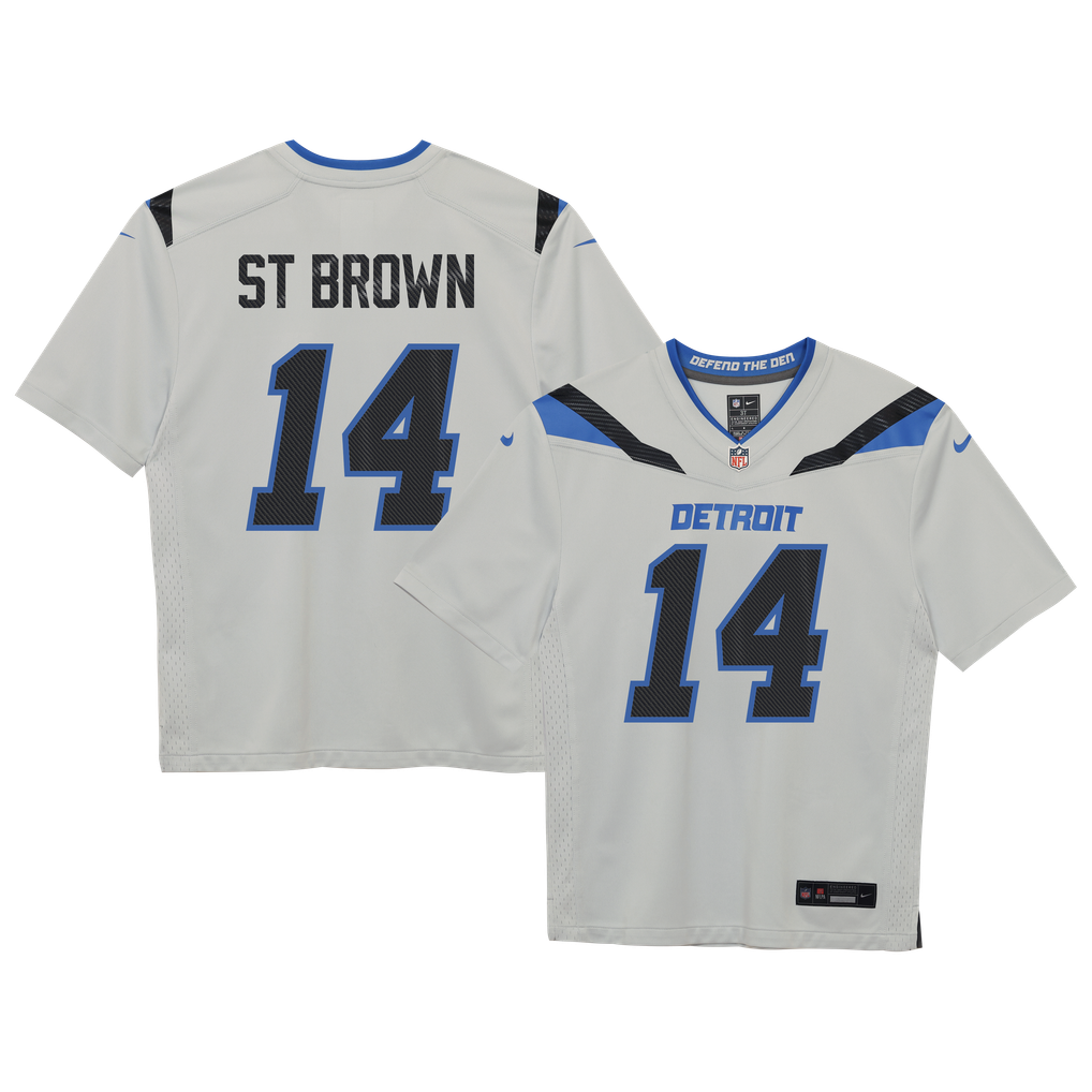 Preschool Detroit Lions Amon-Ra St. Brown Nike Silver 2026 Rivalries Collection Game Jersey - Image 1