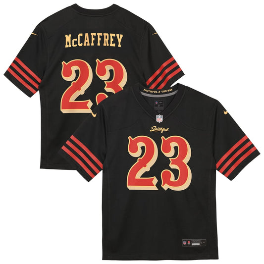 Preschool San Francisco 49ers Christian McCaffrey Nike Black 2025 Rivalries Collection Game Jersey - Image 1