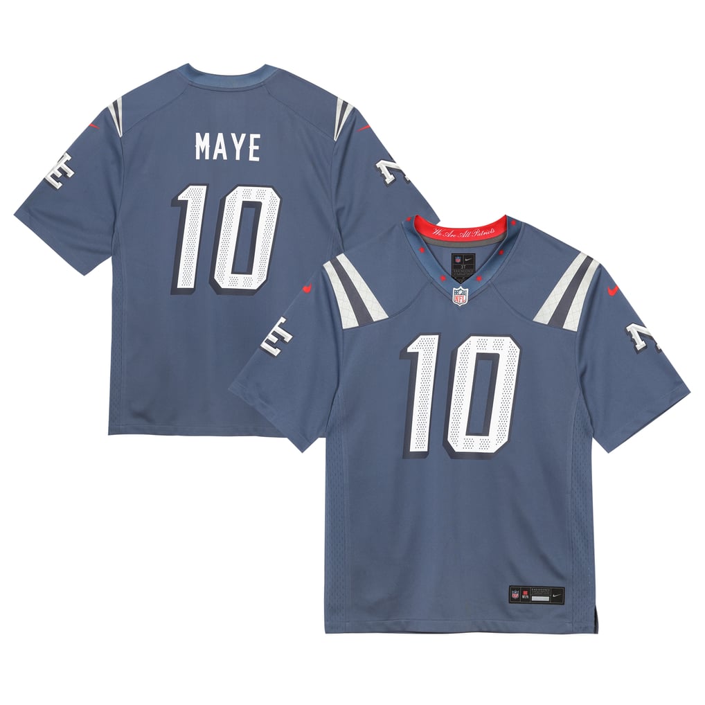 Preschool New England Patriots Drake Maye Nike Blue Rivalries Collection Game Jersey - Image 1