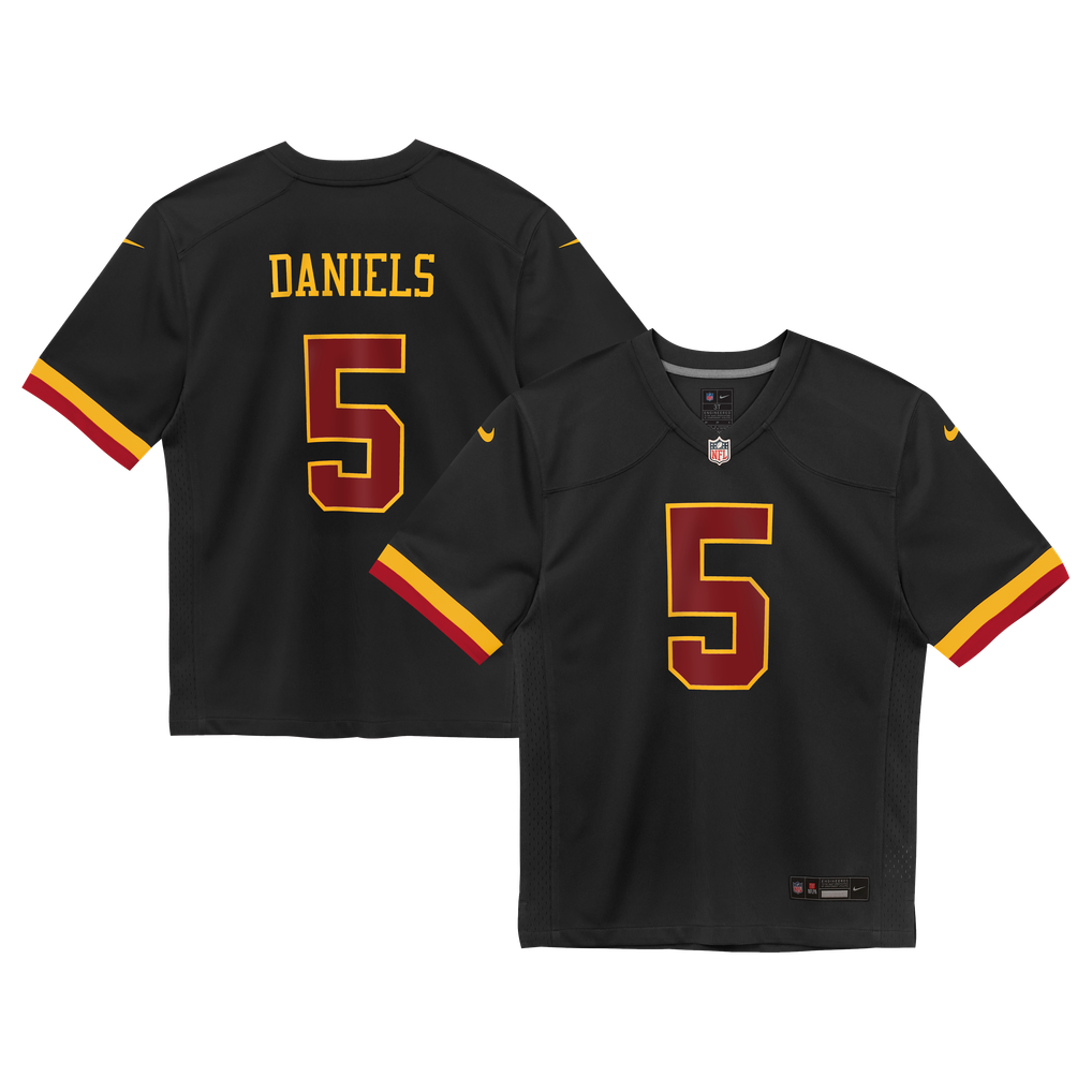 Preschool Washington Commanders Jayden Daniels Nike Black Alternate Game Jersey - Image 1
