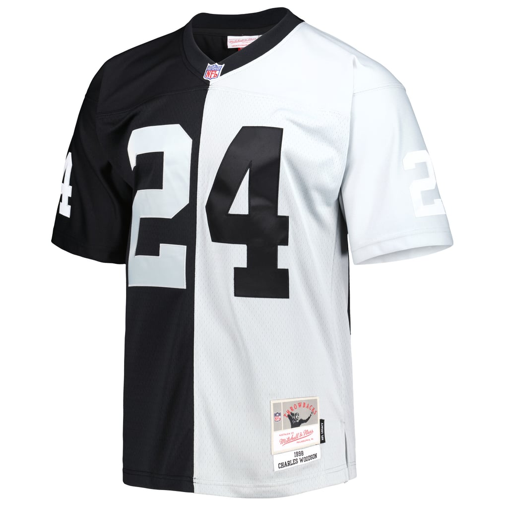 Men's Las Vegas Raiders Charles Woodson Mitchell & Ness Black/Silver 1998 Split Legacy Replica Jersey - Image 3