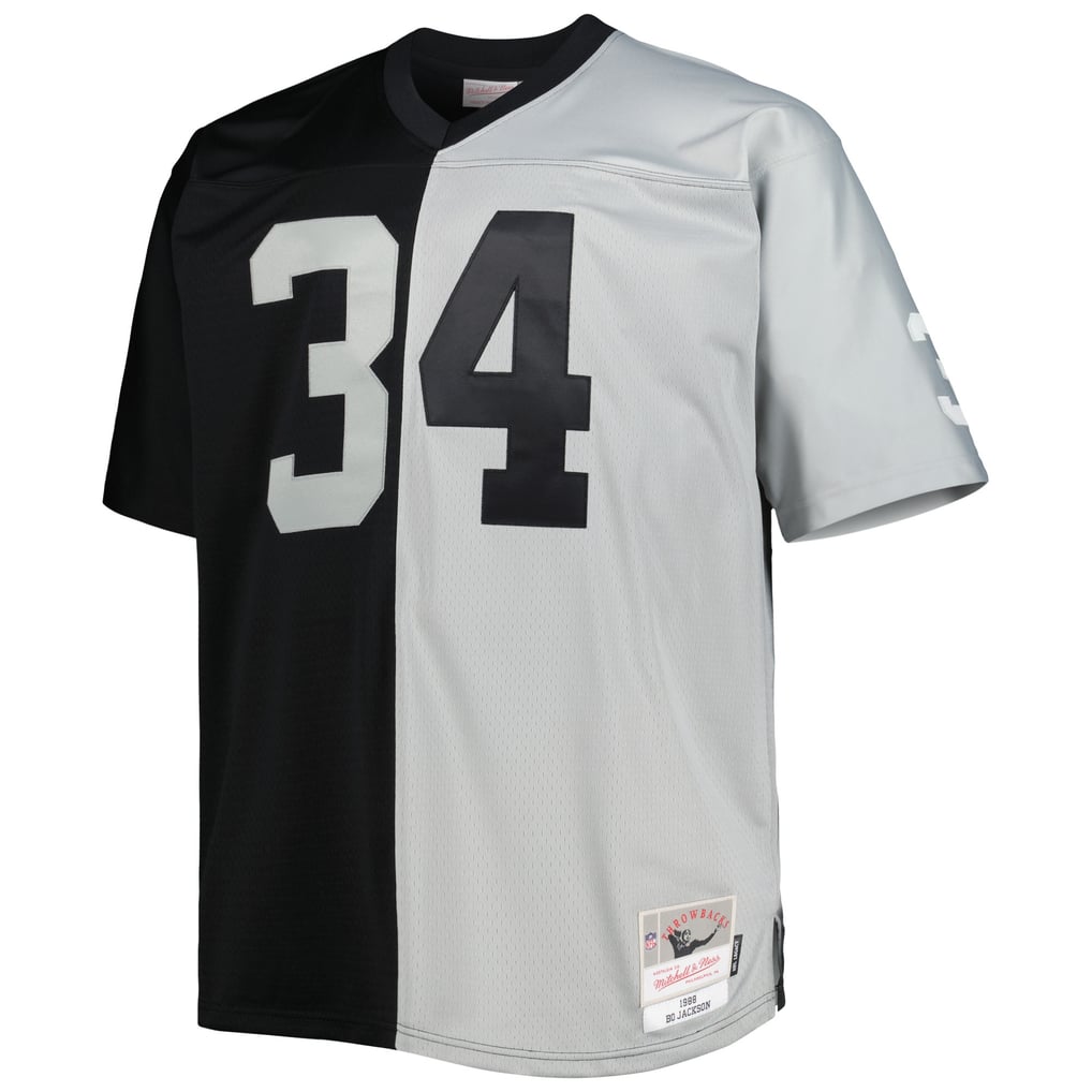 Men's Las Vegas Raiders Bo Jackson Mitchell & Ness Black/Silver Big & Tall Split Legacy Retired Player Replica Jersey - Image 3