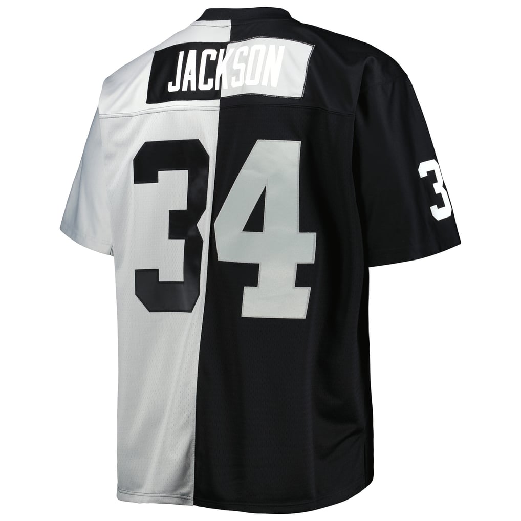 Men's Las Vegas Raiders Bo Jackson Mitchell & Ness Black/Silver Big & Tall Split Legacy Retired Player Replica Jersey - Image 4