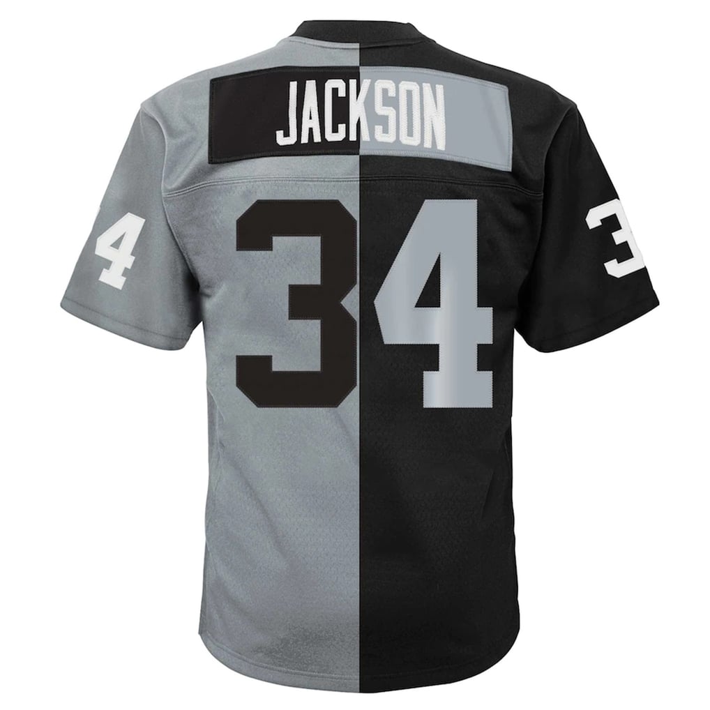 Men's Las Vegas Raiders Bo Jackson Mitchell & Ness Black/Silver Big & Tall Split Legacy Retired Player Replica Jersey - Image 5