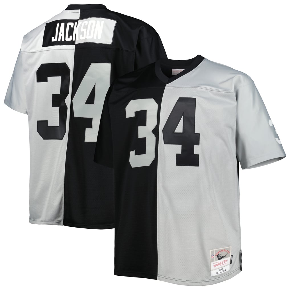 Men's Las Vegas Raiders Bo Jackson Mitchell & Ness Black/Silver Big & Tall Split Legacy Retired Player Replica Jersey - Image 1